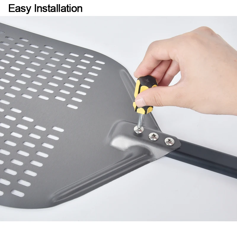 SHANGPEIXUAN 14/13/12 Inch Perforated Pizza Peel Rectangular Pizza Shovel Aluminum Hard Coating or Anodized Peel