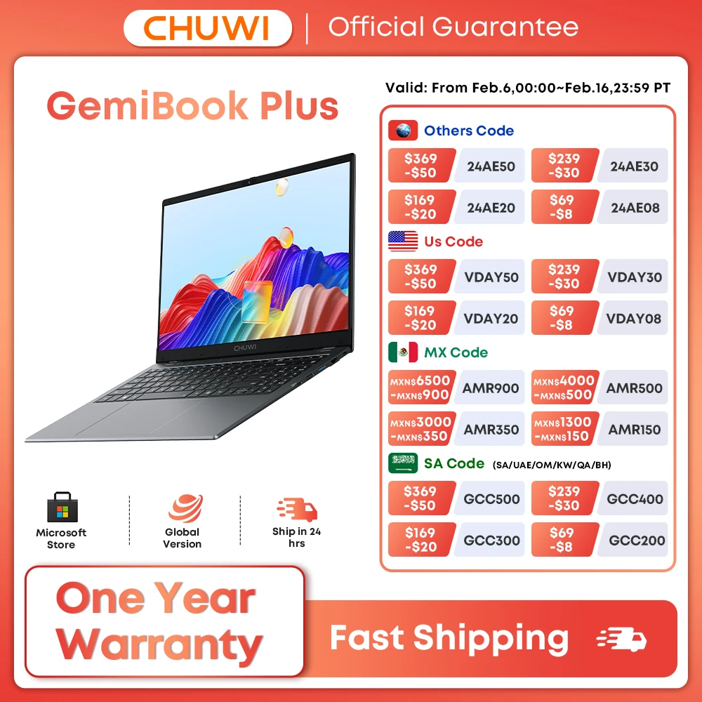 Chuwi Gemibook Plus Laptop 16Gb Lpddr5 512Gb Ssd Intel Alder Lake N100 15.6 ''Fhd 1920*1080 Wifi 6 Laptop Windows 11