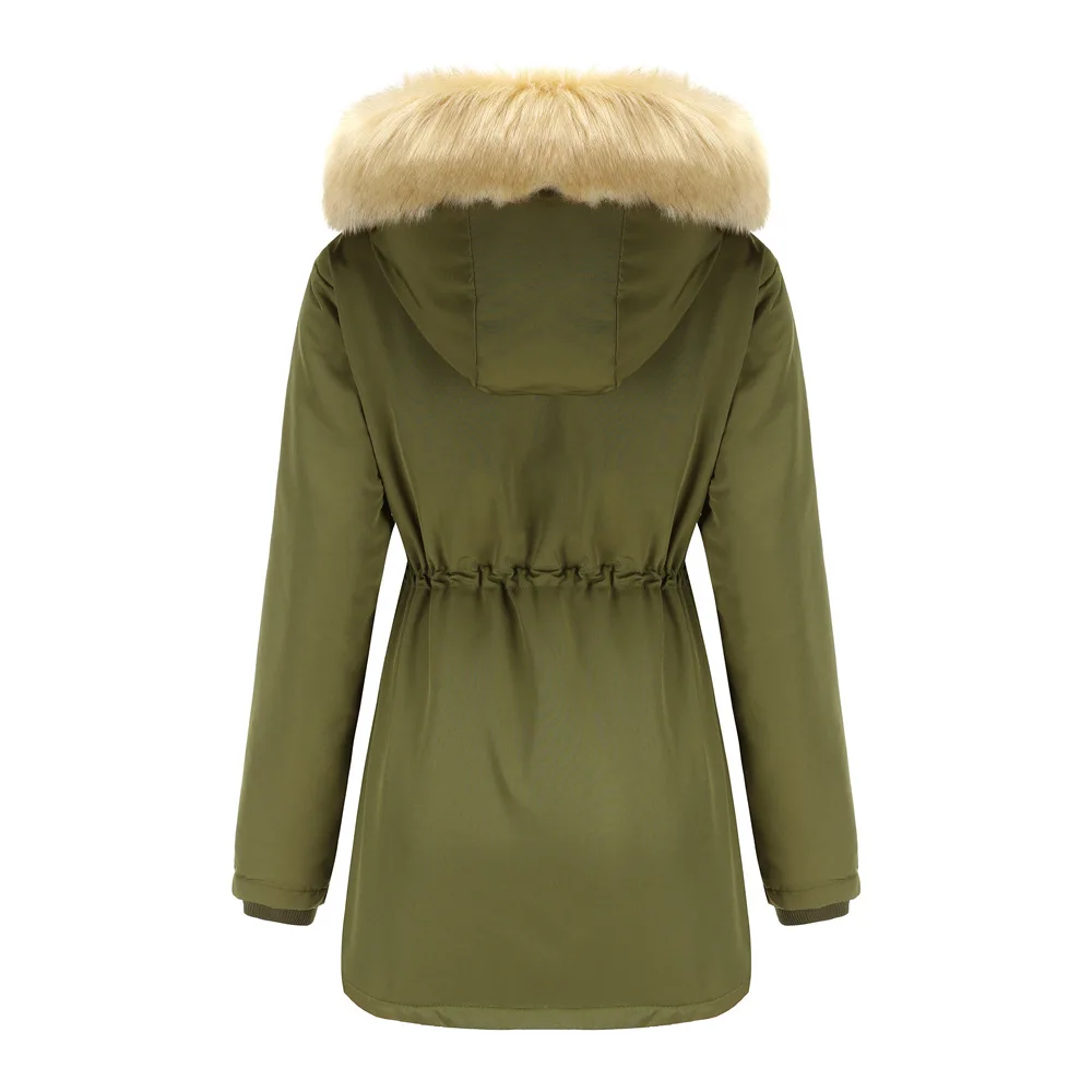 Lamb fleece Women's Winter Down Jacket Coat Parkas Detachable Cap Fur Hooded Woman Clothes Padded Puffer Jacket Outerwear HWY274
