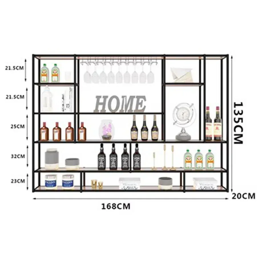 Wall Mount Bar Storage Hanging Black Home Cube Column Display Design Cabinet Wedding Wine Rack Stackable Gabinete Iron Furniture