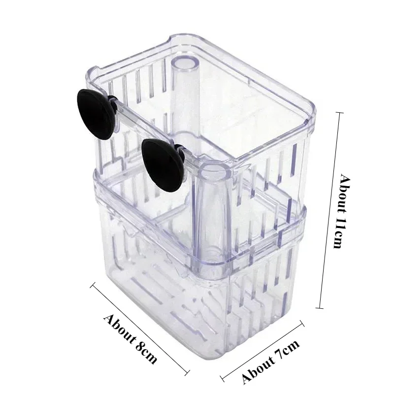 8*7*11cm Double-Deck Clear Fish Breeding Isolation Box Aquarium Breeder Fish Tank Hatching Incubator House Home