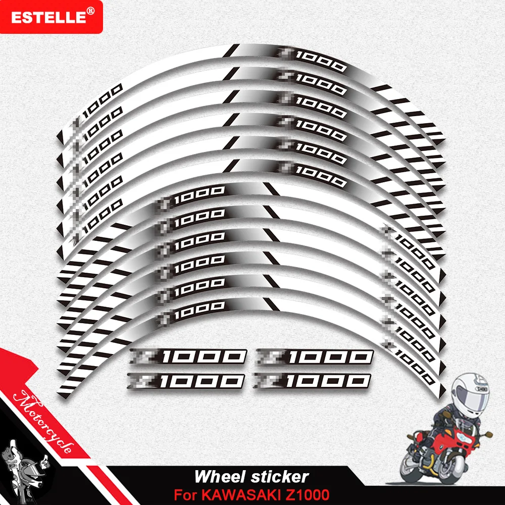 

For KAWASAKI Z1000 Z 1000 purpose motorcycle 17 inch wheel decals Reflective stickers rim stripes Z motorbike Z1000