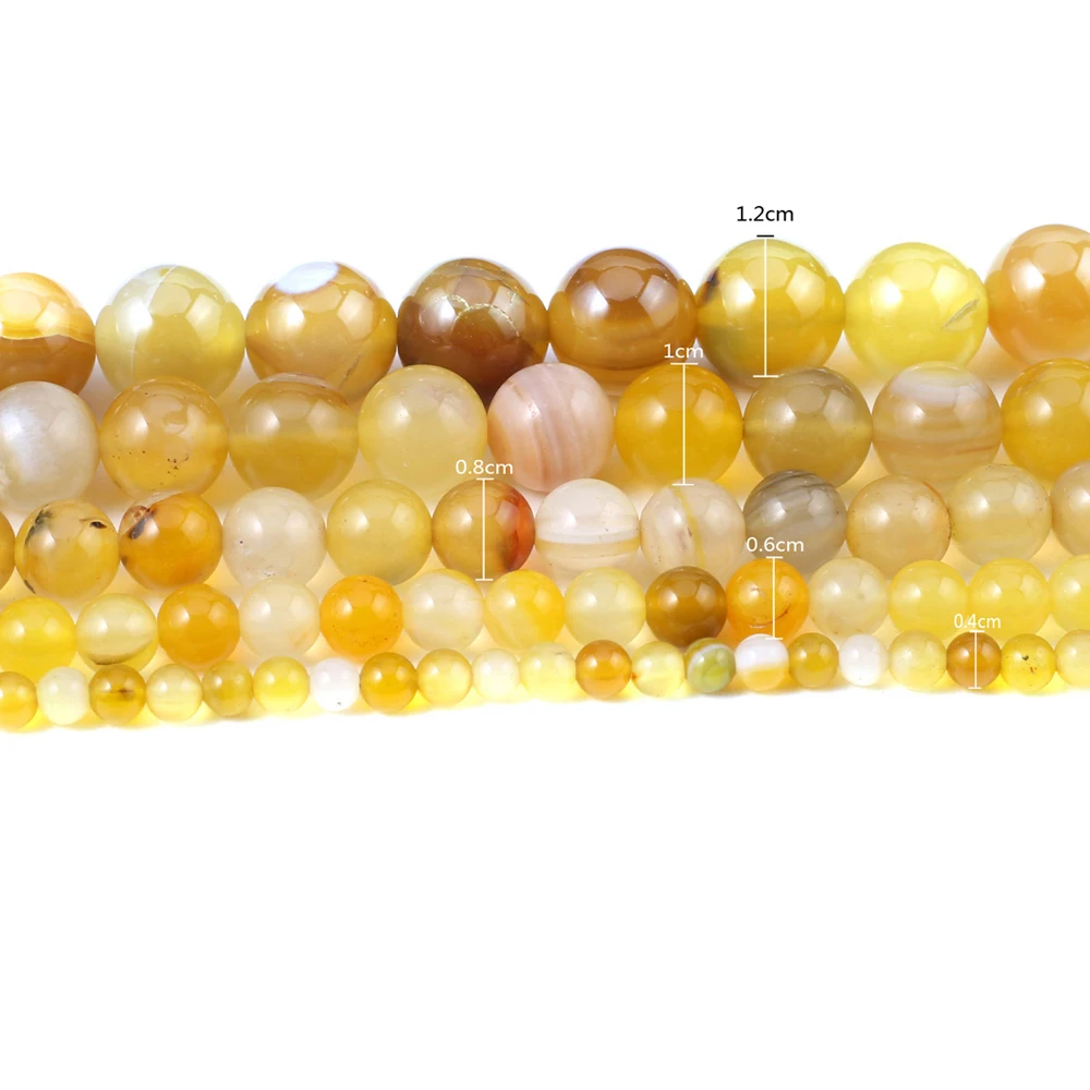 

Natural Stone Yellow Striped Agate Beads 4/6/8/10/12mm Spacer Beads for Jewelry Making Supplies DIY women men Necklace Bracelet