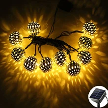 

5M/10M Solar Led Light Garlands Hollow-out Moroccan Balls Garden Lights Outdoor Street Christmas Decoration Festoon Fairy String