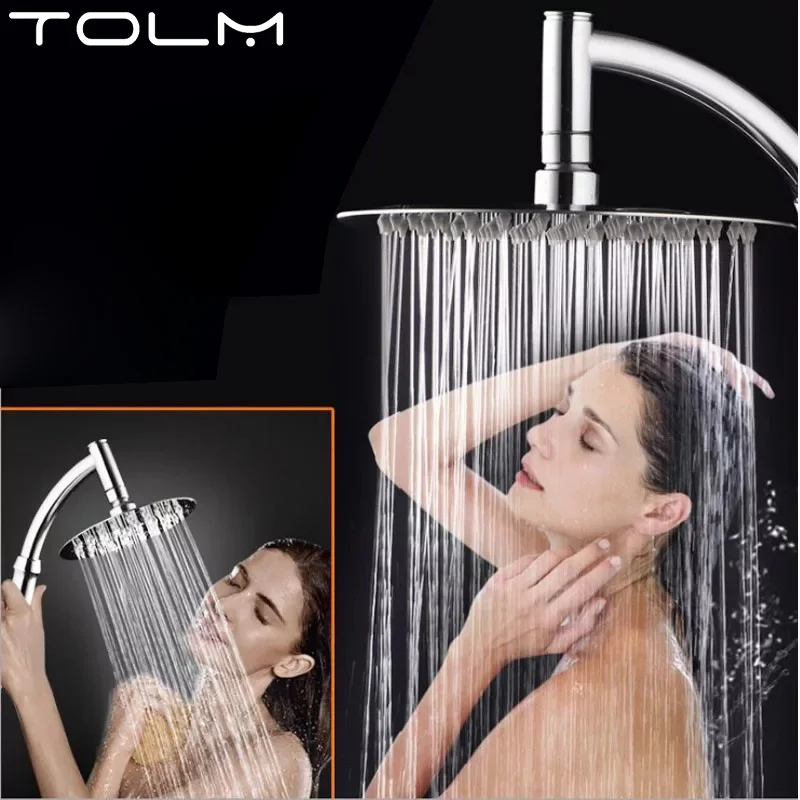 6 Inch Chrome High Pressure 360 Adjustable Large Round R ainfall Sprayer Bathroom Hand Held Shower Head Shower Faucet 4