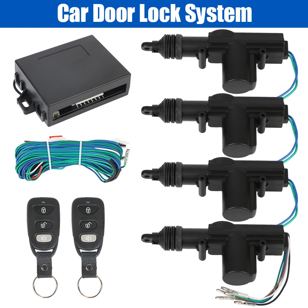 

Anti-Theft 12V Keyless Entry System Remote Control Locking Kit with 4 Door Lock Actuator Car Lock Door