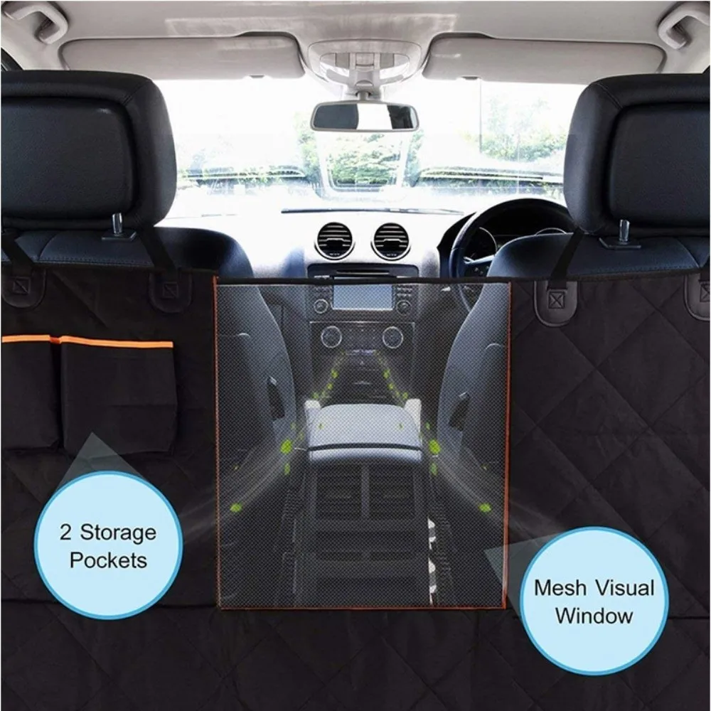 Waterproof Pet Dog Car Seat Cover Side Zipper with Visual Mesh Window Backseat Transportation Protectors Mat Safety Non-slip