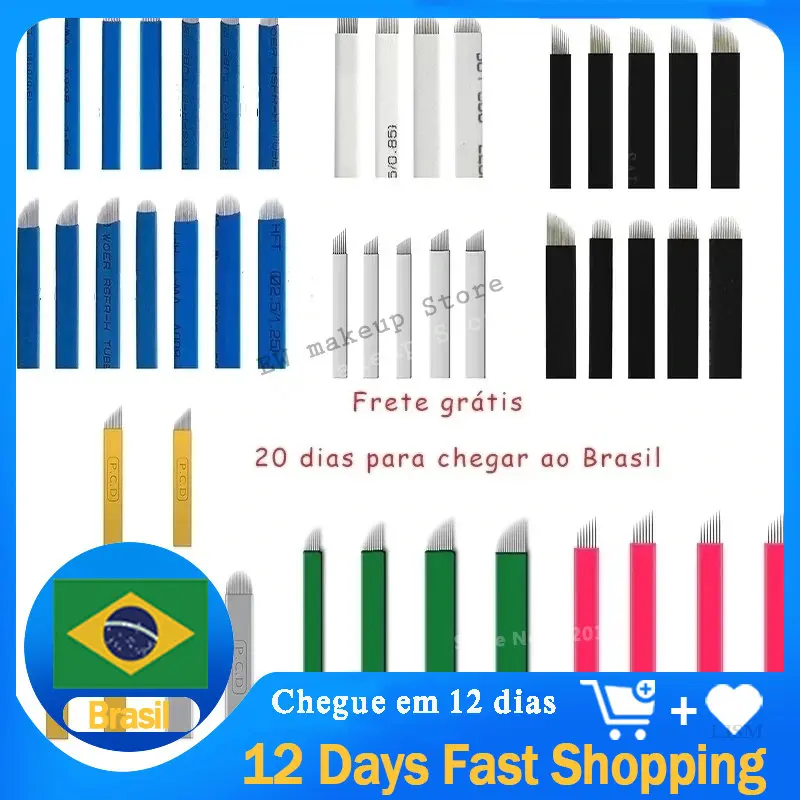100pcs Microblading Needles Nano Agulhas Lamina Multiple Para Flex 12 14 16 18 Shape Tattoo Blades for Tebori Manual Eyebrow Pen
