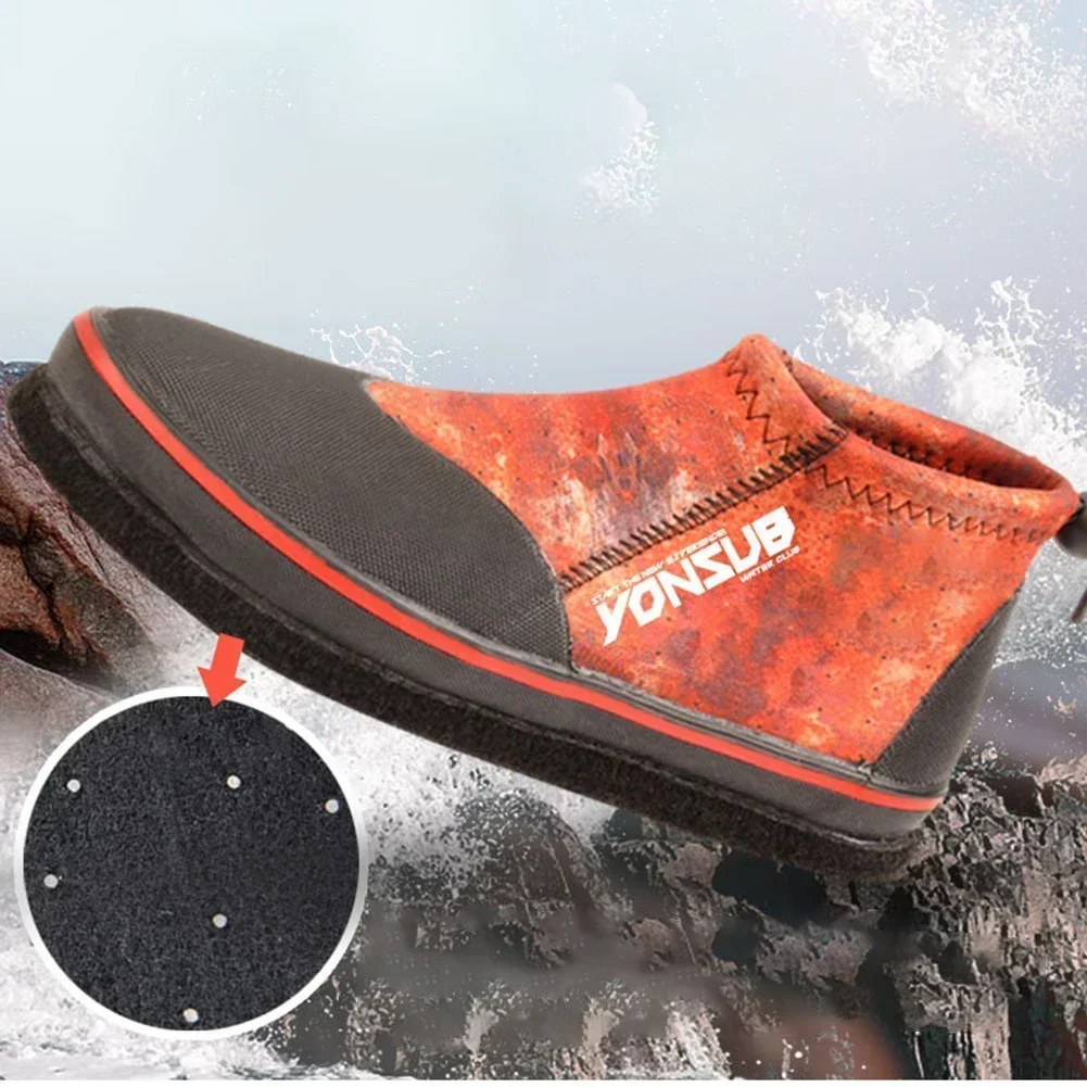 1 Pair Shoes 5MM Neoprene Self-Lock Rock Fishing Shoes Steel Nails Men Women Hunting Fishing Boots Accessories fly fishing shoes