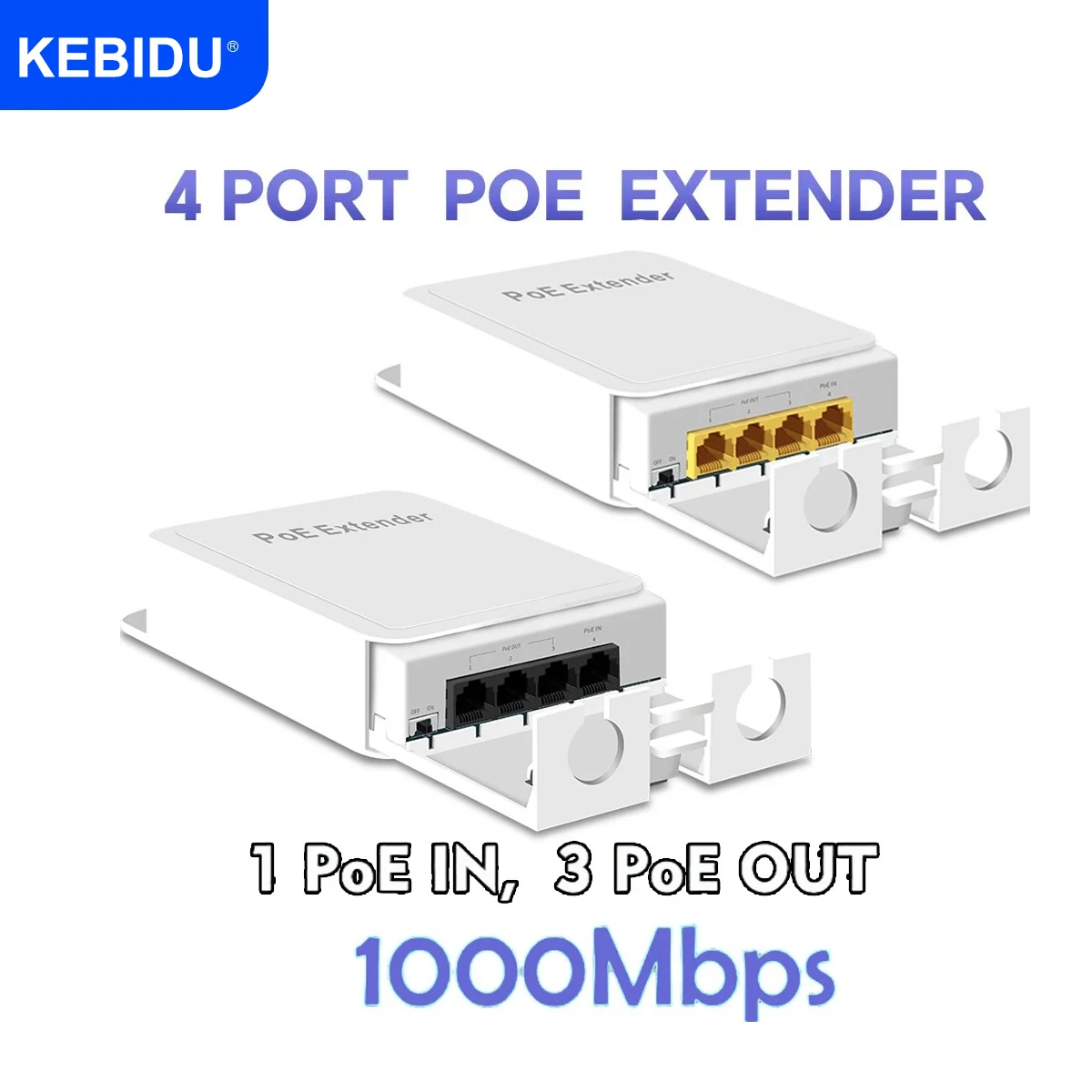 POE Extender 4 Port POE Extender Gigabit Repeater 100/1000Mbps Outdoor Network Card IP55 VLAN 44-57V for Camera Wierless AP