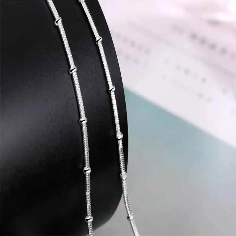 Silver necklace 925 sterling 45-60CM charms chain beads for women man
