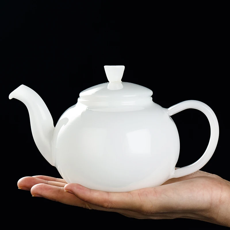 500ml Big Teapot White Jade Porcelain Tea Kettle Office Tea Ceremony Teaware Drinkware Flower
