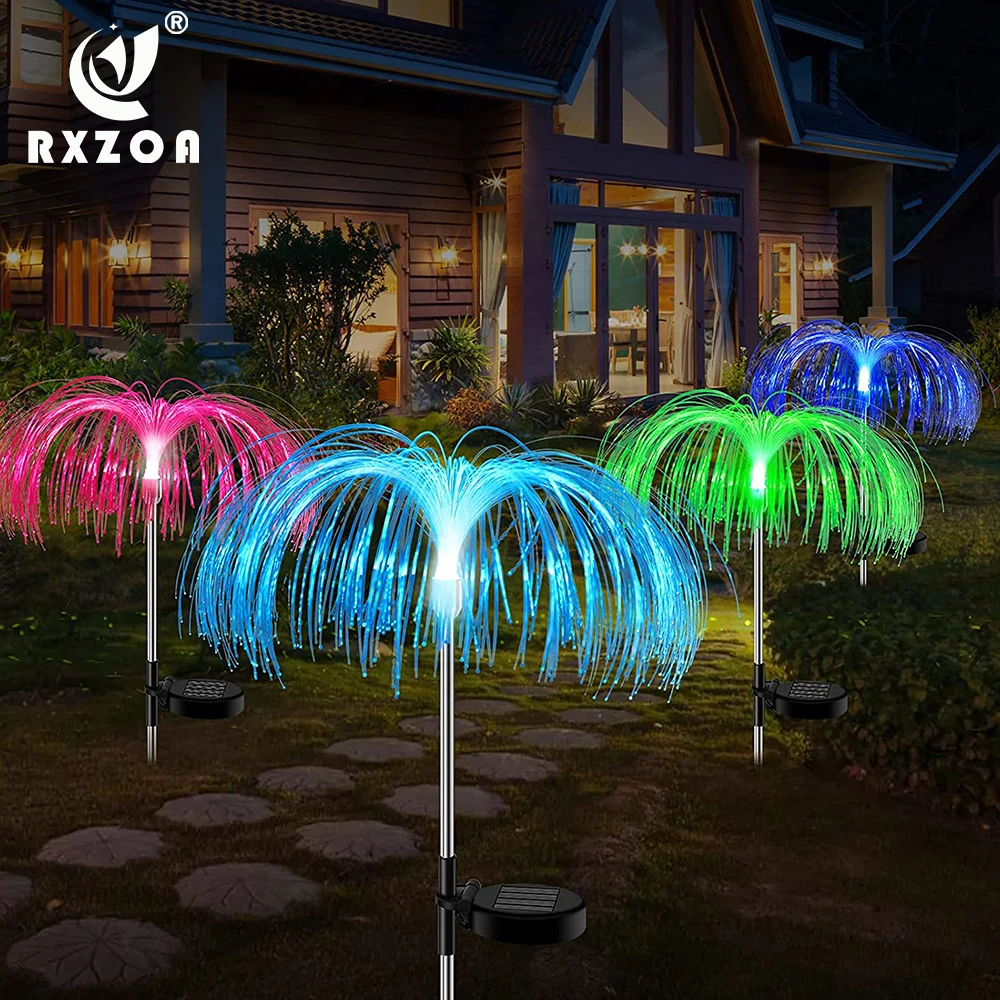 Solar Jellyfish Light 7 Discoloration Outdoor Waterproof Fiber Optic