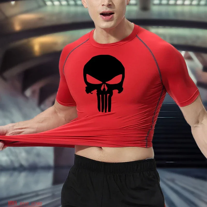 Rashguard Men's Fitness Gym Sports Punisher T-Shirt Compression Quick Dry MMA Boxing Jogging Training Tennis Musculation Sets sports apparel mens t shirt