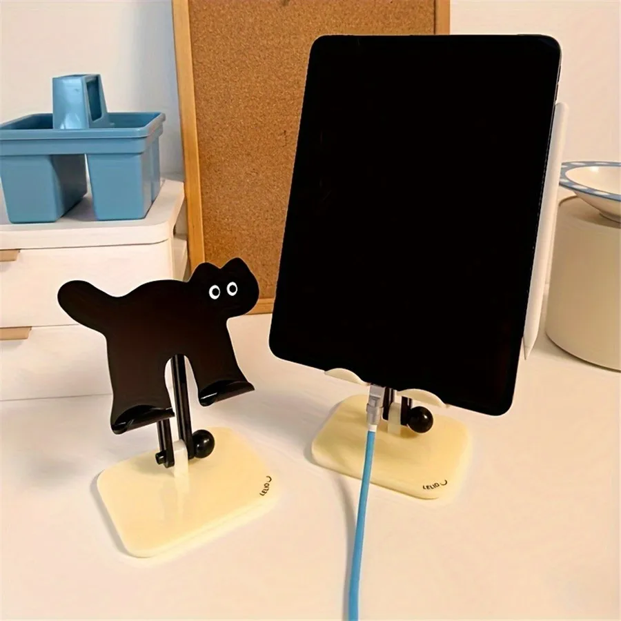 Cartoon Cat Mobile Phone Tablet Holder Cute and Cute Rotating Lazy Desktop Holder Tablet Acrylic Extensible Adjustable Folding