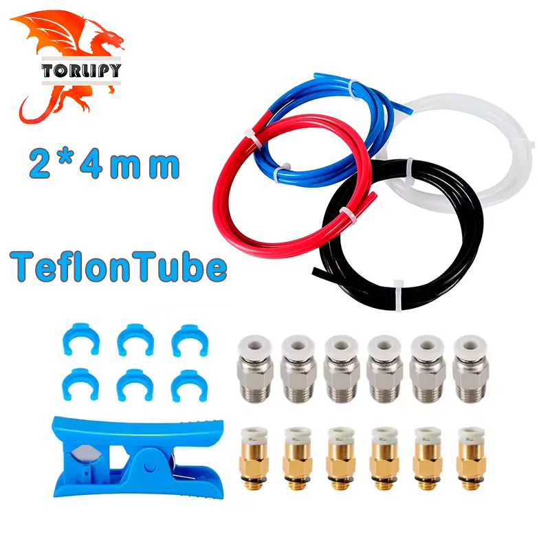 3D-Druckerteile PTFE-Schlauch + Cutter-Kit Teflonto-Rohr Bowden-Extruder 1,75 mm ID2 mm OD4 mm mit Cutter-Filament-Schlauch für Ender3