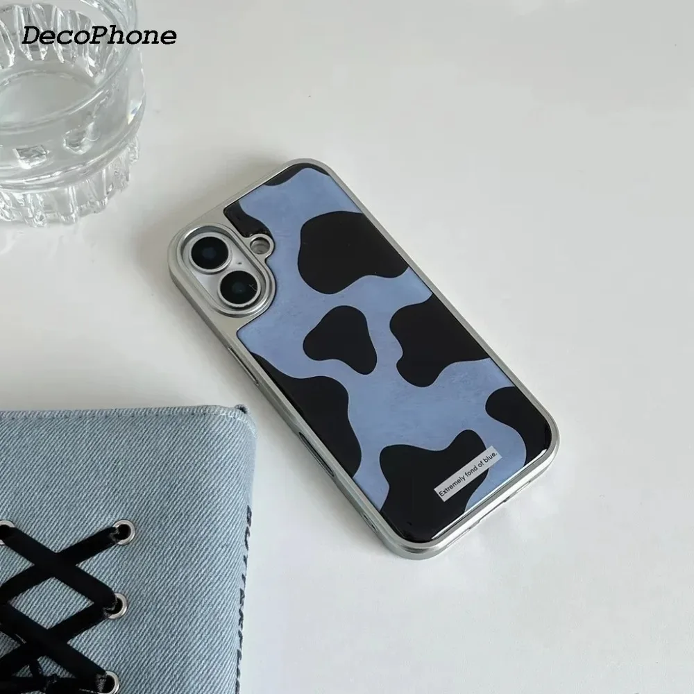 Retro Color Collision Pattern Electroplated Resin Black Phone Case Cover