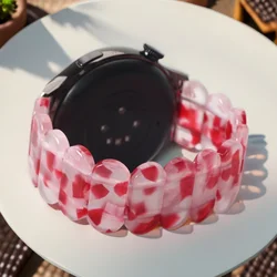 Resin Beaded Elastic Bracelet Band for Smartwatches (40mm/44mm) (Pink)