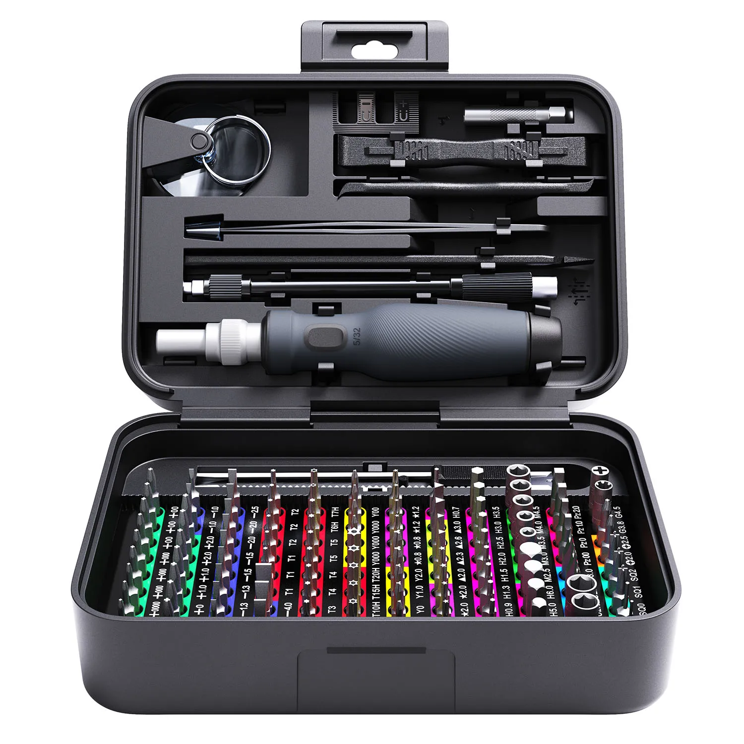 컬러 코드 식별 기능이 있는 미니 정밀 드라이버 세트, 132 in 1 마이크로 자기 수리 도구 키트(보관함 포함), 108 B