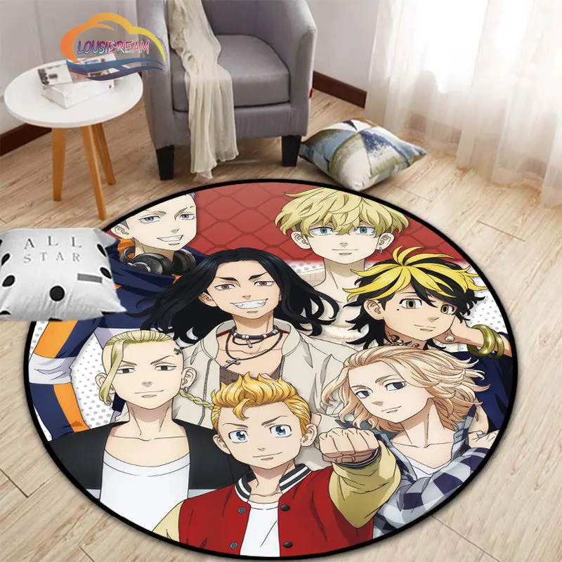 

Anime Tokyo Revengers Round Carpet cartoon Area Rug for Livingroom Kitchen Dining Room Children Rugs Yoga Mat