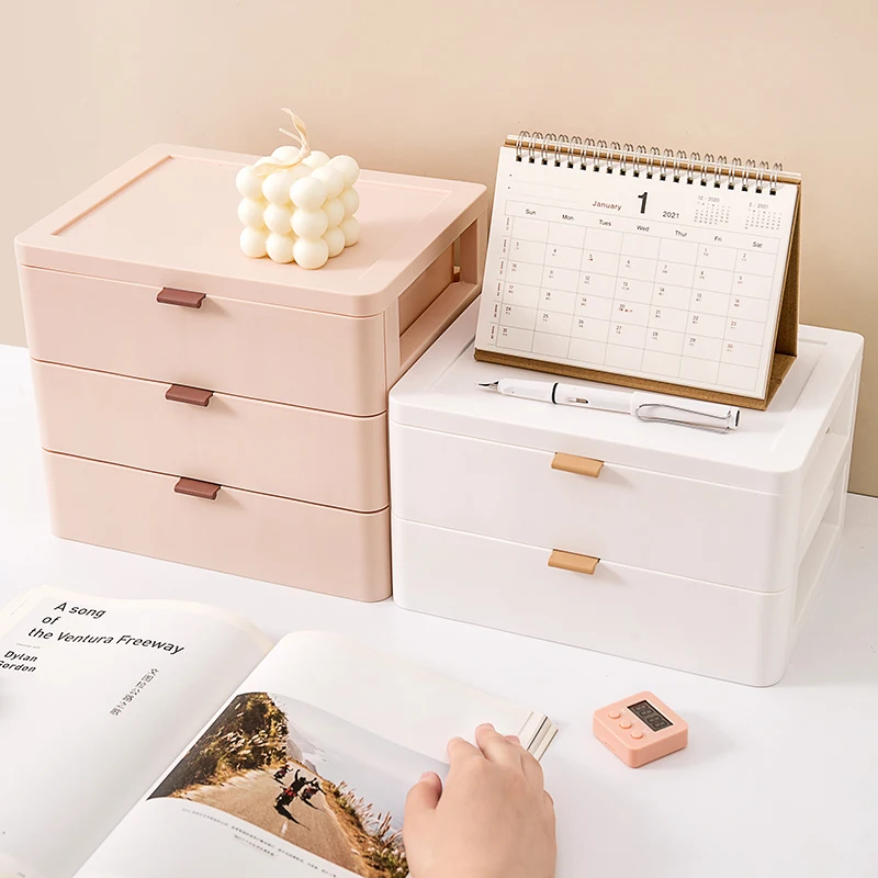 

Drawer style desktop storage ins Student dormitory cosmetics storage box Office desk portable large capacity storage rack