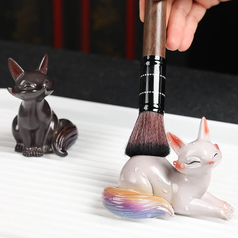 Discolouration Fox Shaped Tea Pets Creative Home Office Desk Ornament Flower Pot Decorations Craft Zen Tea Ceremony Accessories tea pet ornaments