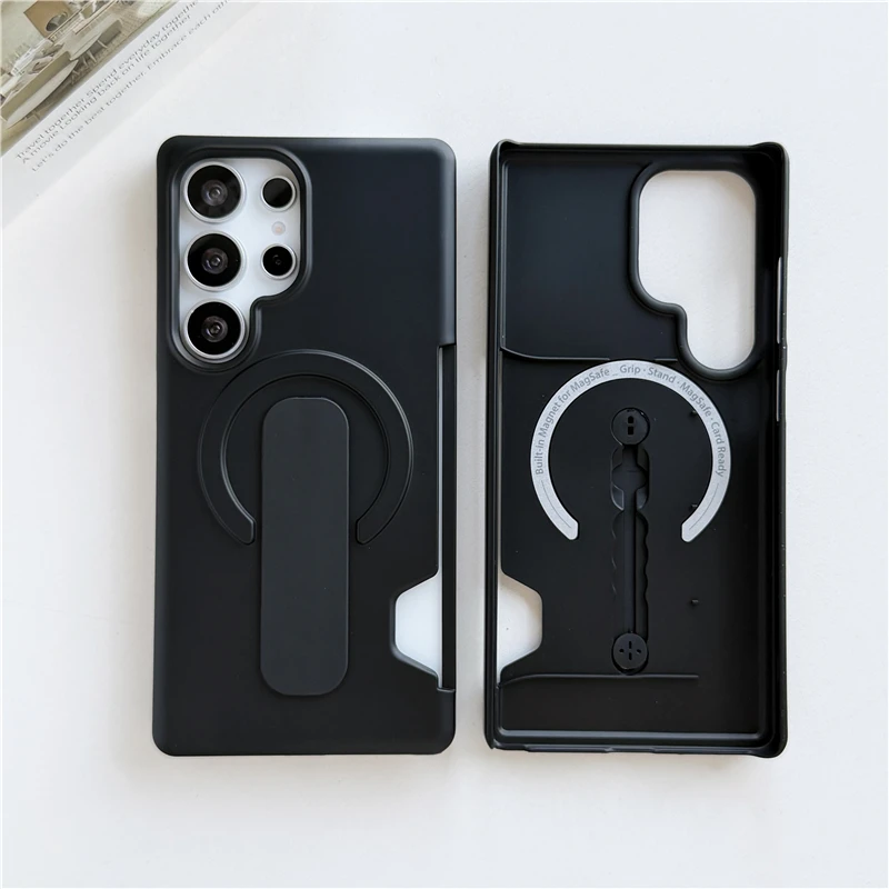 Soft Liquid Silicone Magnetic Case with Strap Holder and Card Slot - Shockproof Cover
