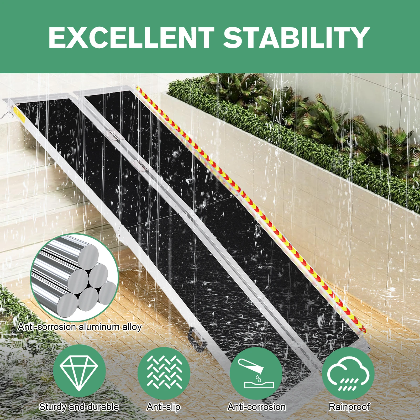 Door Threshold Wheelchair Ramp Non-Slip Aluminum Folding Wheel Chair Ramp Handicap Ramp for Home Steps Stairs Threshold Doorways