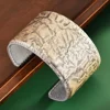 Vintage Cowhide Open Wide Edge Bracelet New Fashionable High-end Snake Patterned Leather Fashion Jewelry Party Bangle Women 5