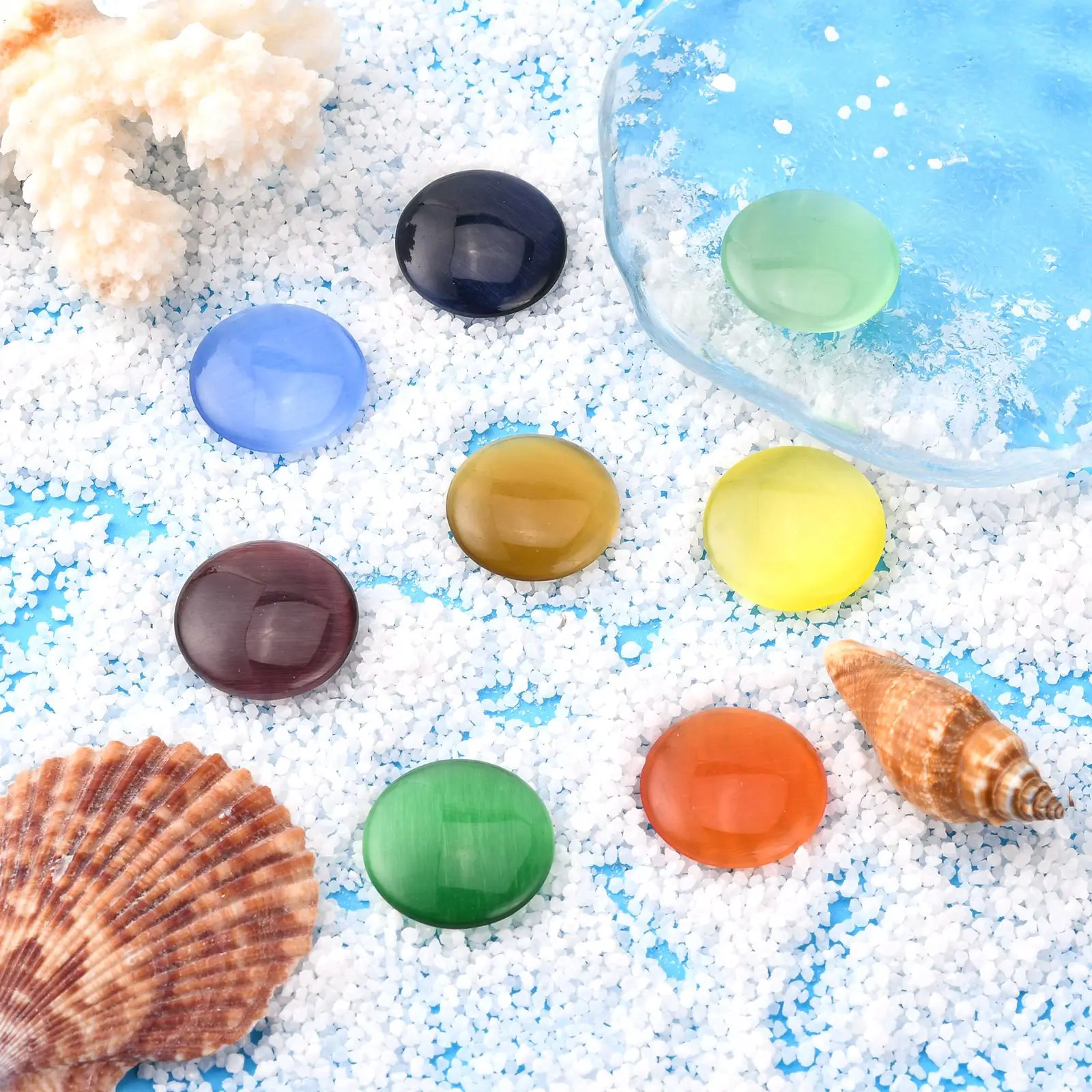 Half Round Dome Flat Cat Eye Glass Cabochon Cameo for Jewelry Making DIY Bracelet Necklace Accessories 4 6 8 10 12 14 20 25mm