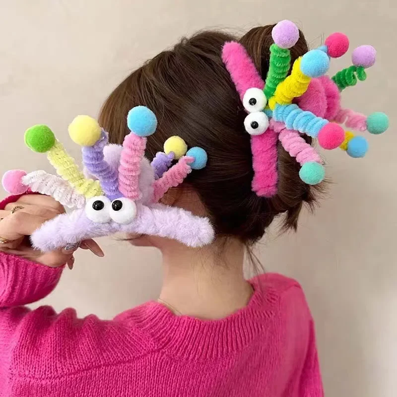 Funny Twisting Stick Big Eyes Hair Claw For Women Girls Sweet Decorate Cute Hair Claw Clip Headband Lovely Hair Accessories