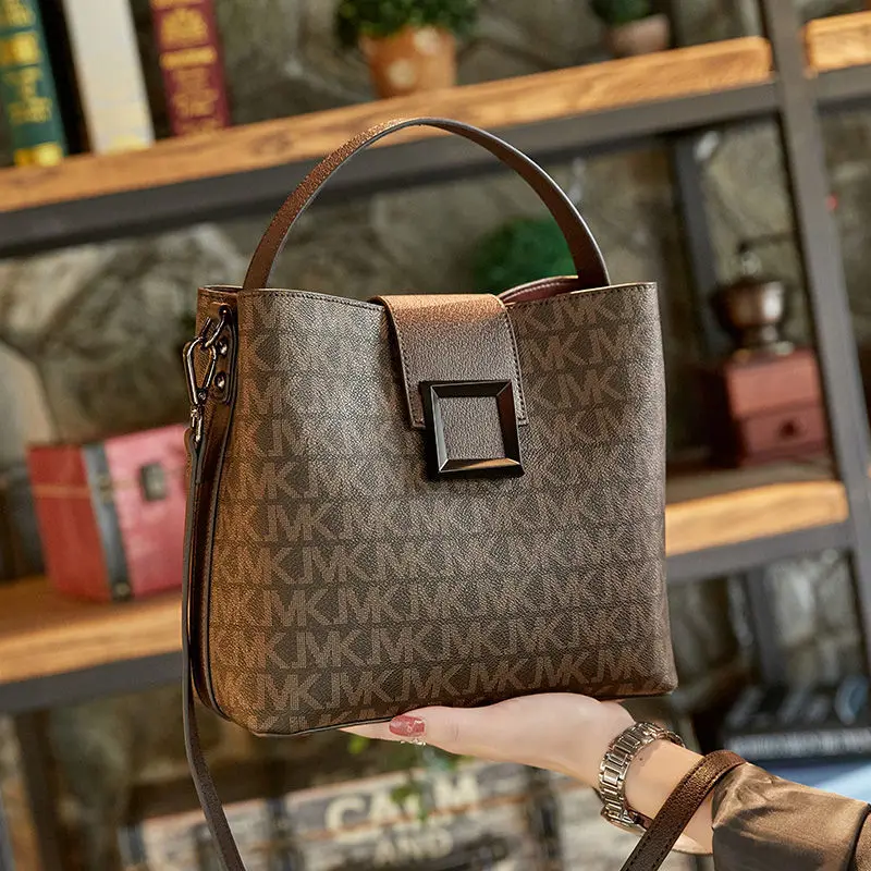 Autumn Winter Shoulder Bucket Bag For Women Monogram Printing Fashion Handbags Ladies High Large Capacity Tote Bags