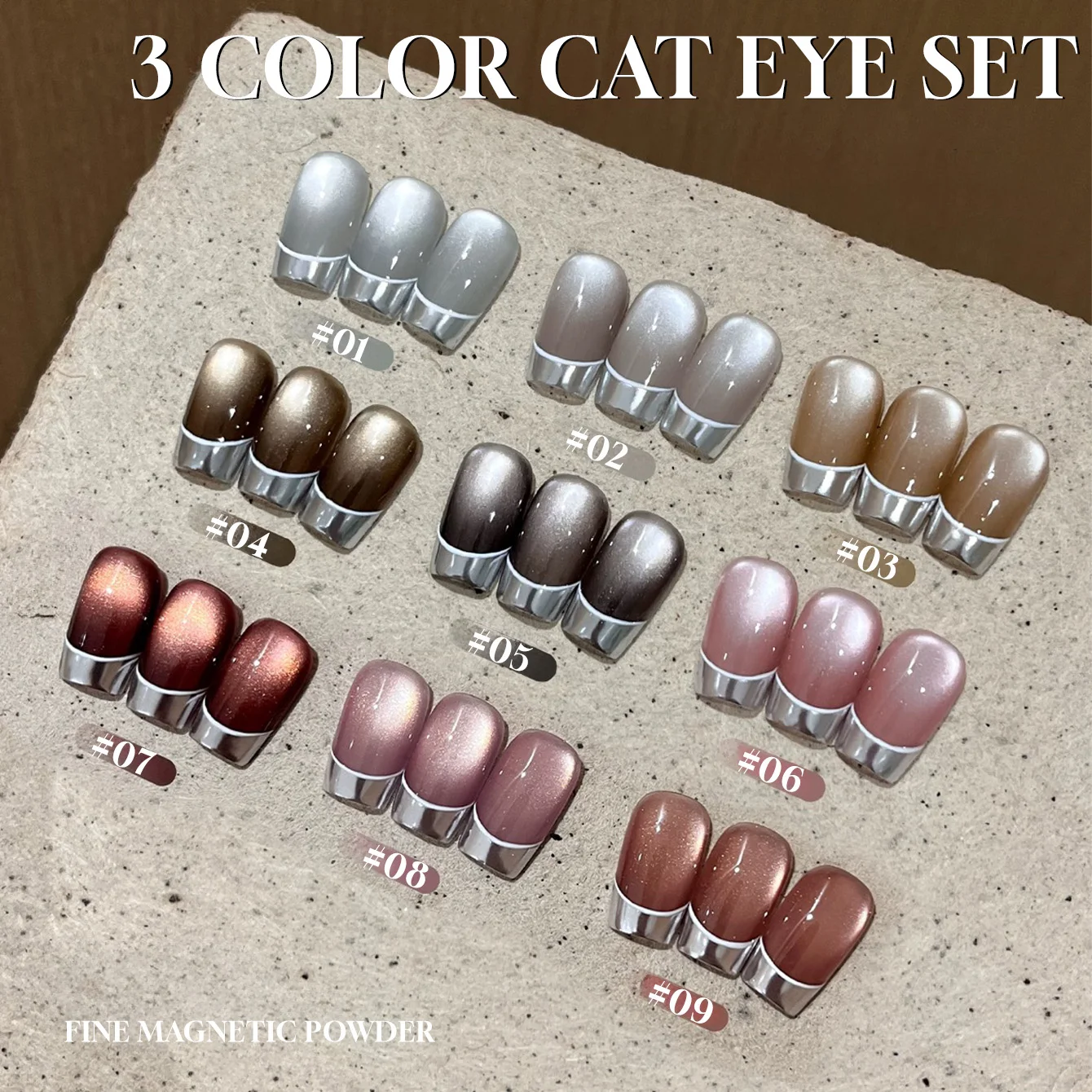 12ML 1-16PCS Schwarz Braun Glas Perle Magnet Cat Eye Gel Nagellack Orange Nägel Loulan antike Stadt Cat Eye Nagel Kleber – Detail 23