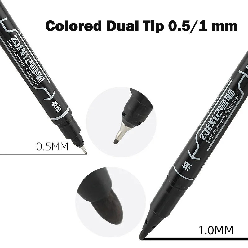 Permanent Marker Pen Marker Pens Permanent Marker Permanent Markers Markers Pen Art Markers Art Marker Pen Fineliner Pens 5PCS/Set Colored Dual Tip 0.5/1 Mm Fast Dry Permanent Sign Marker Pens For Fabric Metal Quality Fineliner For Drawing