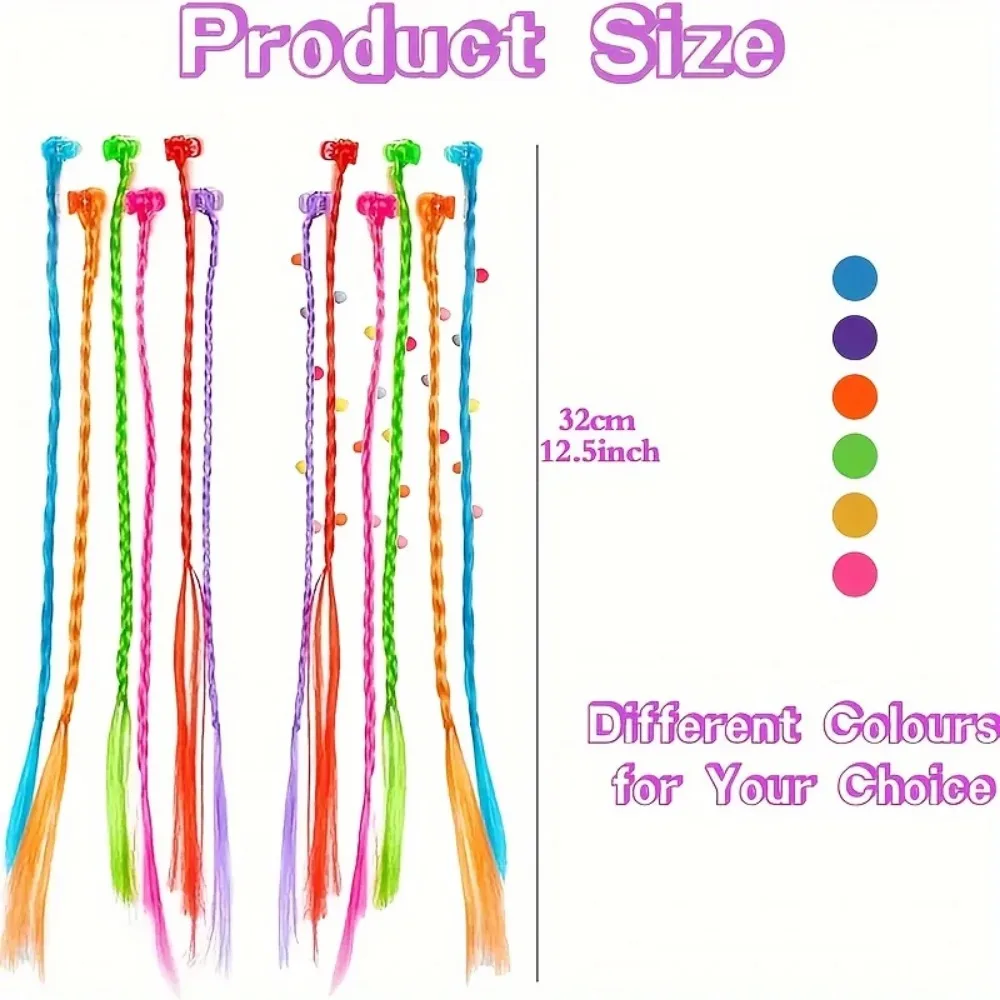 18 pezzi di extension per capelli colorate per bambini con forcine, accessori per lo styling dei capelli per ragazze e adolescenti - immagine 4