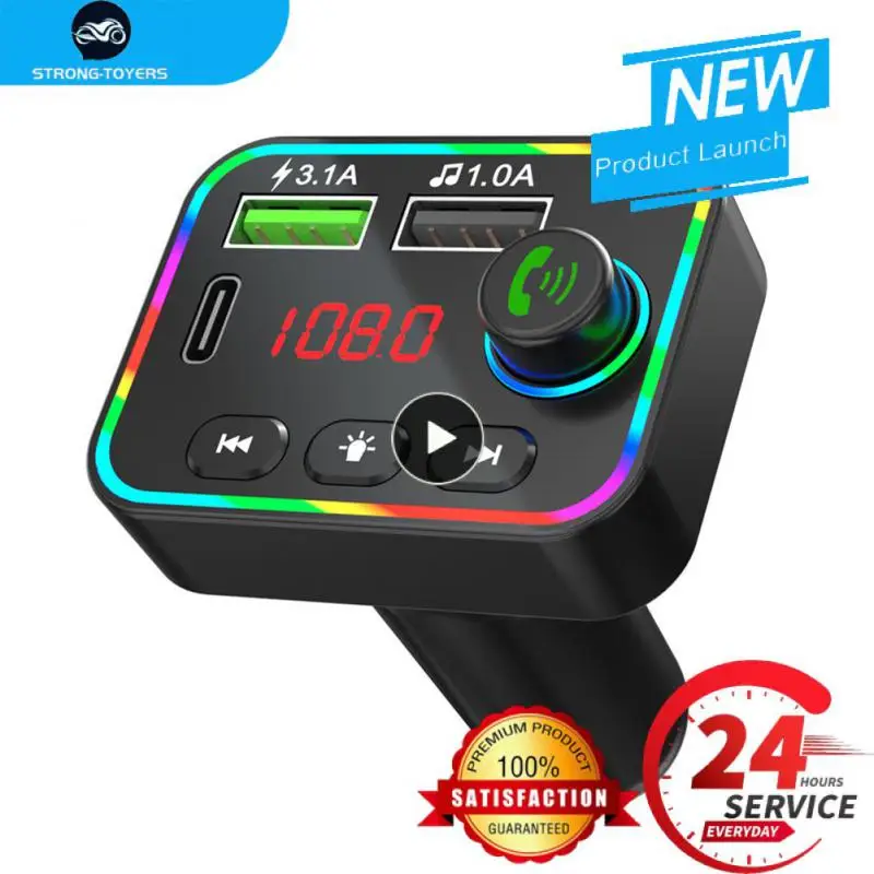 

Автомобильное зарядное устройство, Bluetooth совместимое с 5,0 FM-передатчиком, беспроводной аудио приемник громкой связи, mp3-плеер, цветной аудиоприемник