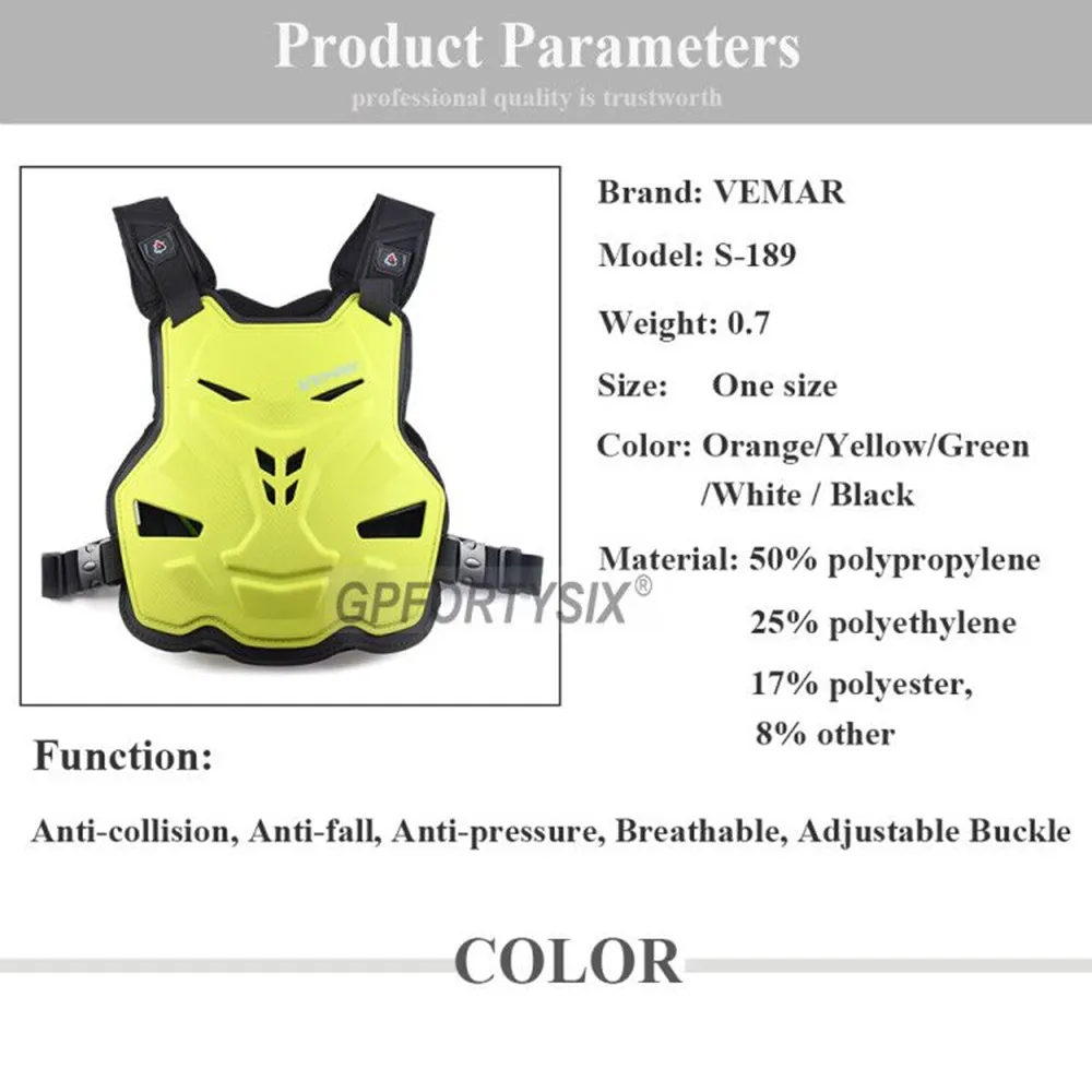 Vemar Summer Motorcycle Armor Vest Motorcycle Jacket Motocross Off-Road Racing Vest Dirt Bike Protective Gear Chest Protector