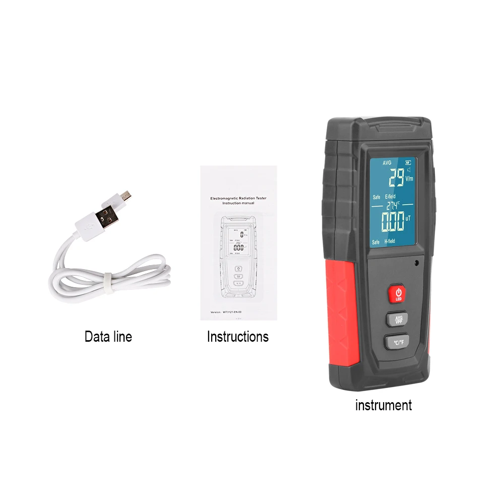 DZY Electromagnetic Field Radiation Detector Tester Emf Meter Rechargeable Handheld Portable Counter Emission Dosimeter Computer
