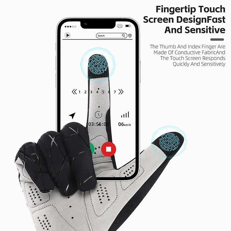 Cycling Gloves WEST BIKING Full Finger Touch Screen Men Women MTB Spider Pattern Anti-Slip Spring Autumn Bicycle