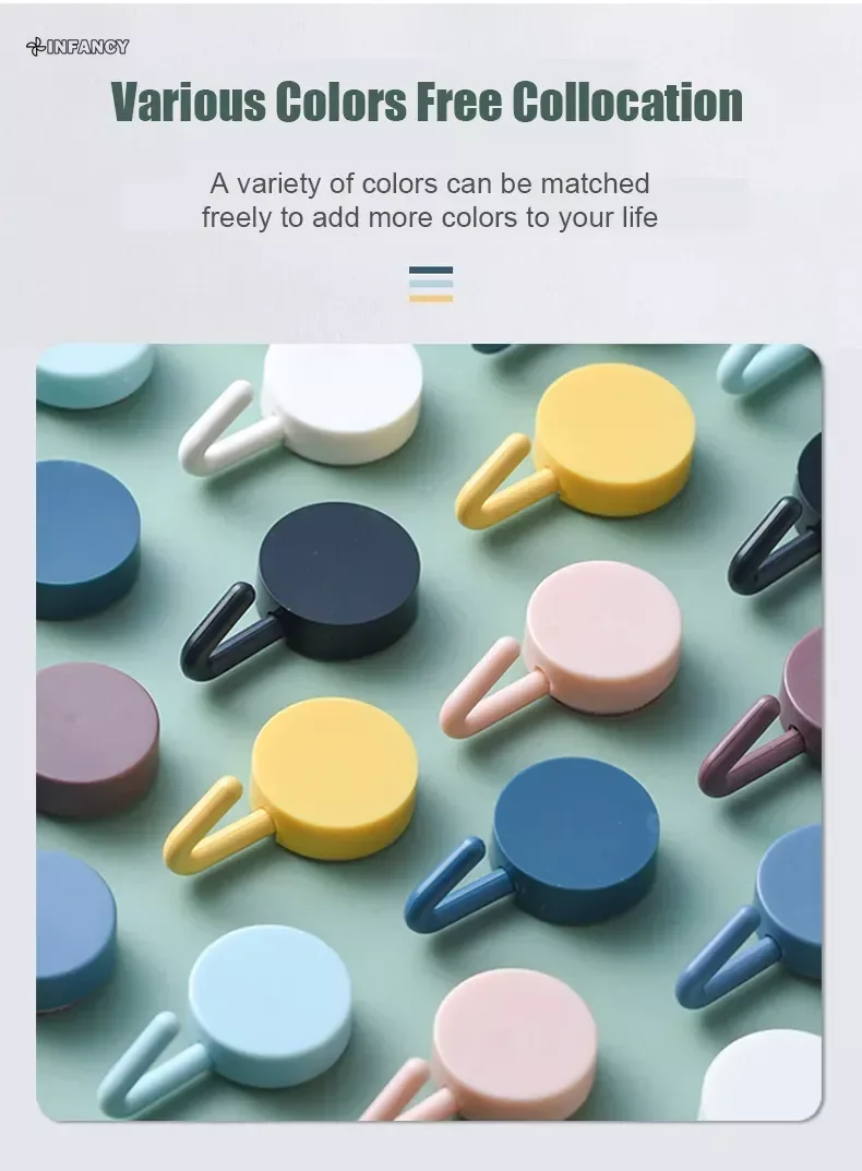 Description Picture 6 of item1PC Cute and Creative Strong Self-adhesive Hooks Without Punching Clothes, Hats, Bathroom Doors, Towel Storage Accessories