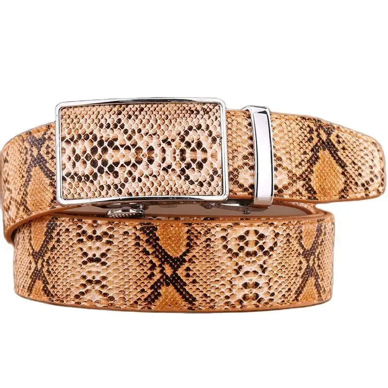 Snake Cowhide Genuine Leather Automatic Buckle Strap 2024 New Hot Ceintures Mens Belts Luxury Designer High Quality Novel Cowboy