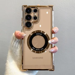 Luxury Plating Magnetic Wireless Charging Case with Clear Lens Protection for Note 20 Ultra (Gold)
