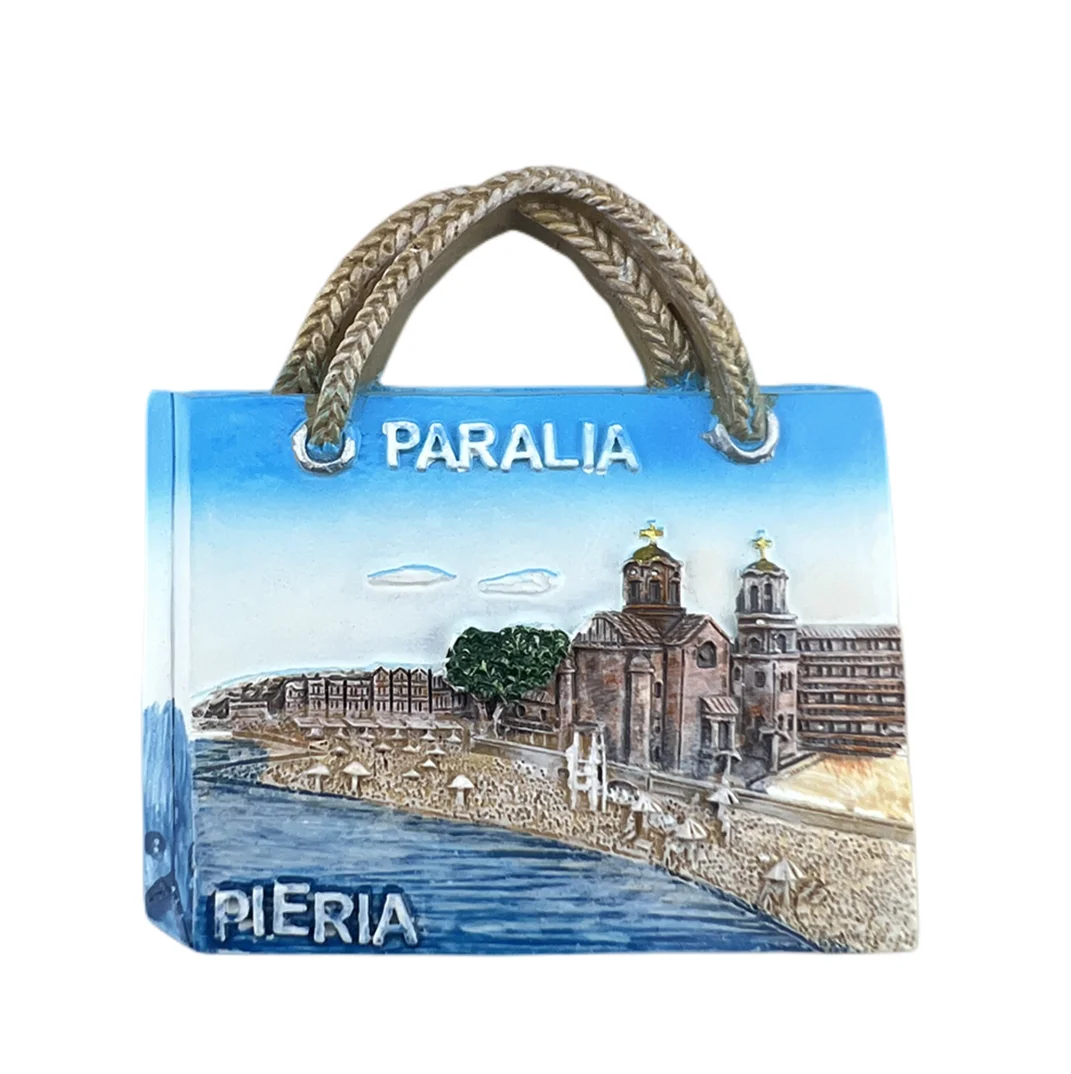 

Handmade Painted Paralia Beach Hotel, Greece 3D Fridge Magnets Tourism Souvenirs Refrigerator Magnetic Stickers Gift