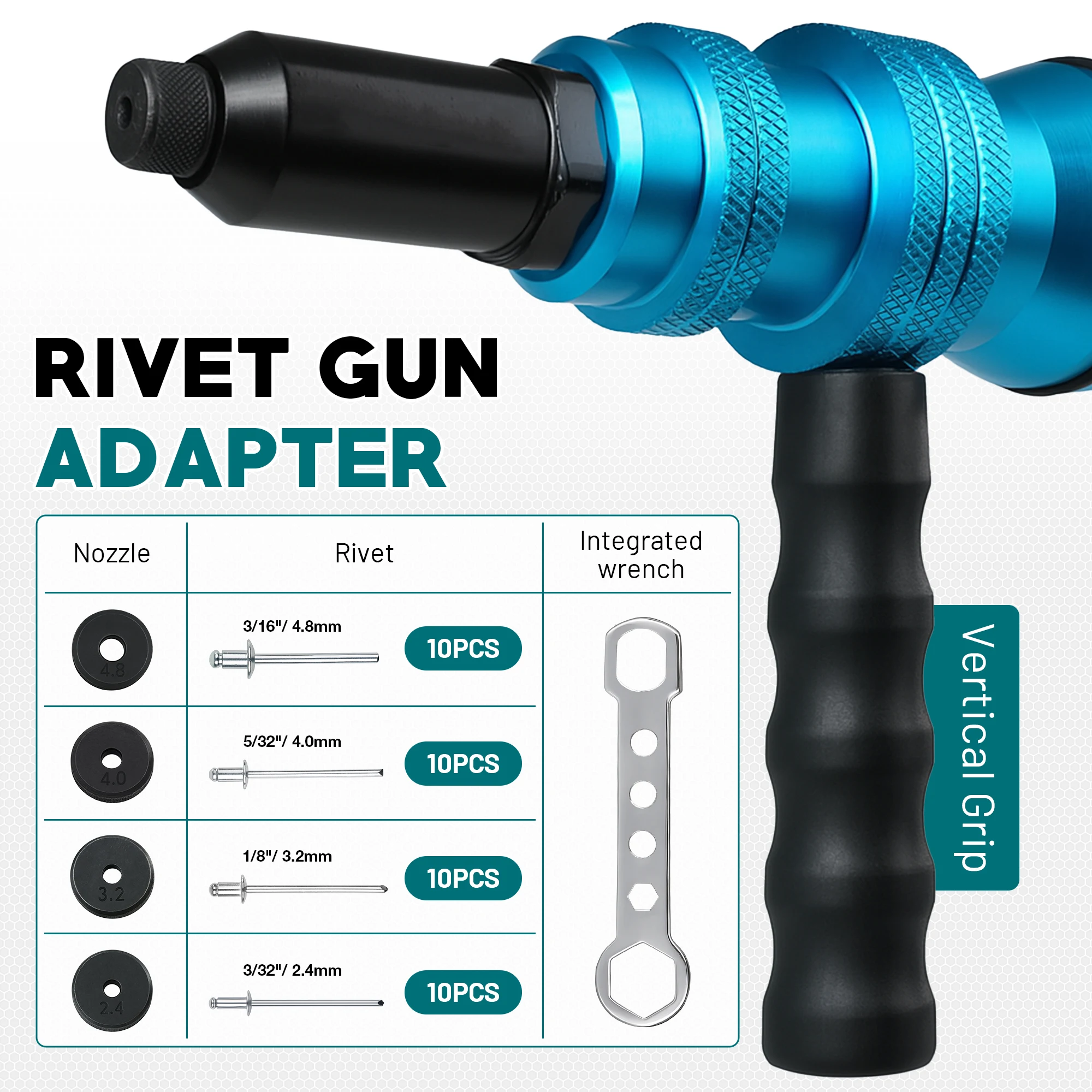 Rivet Gun Adapter Attachment For Electric Drill and Cordless Electric Power Drill Easy processing For Pop Rivets