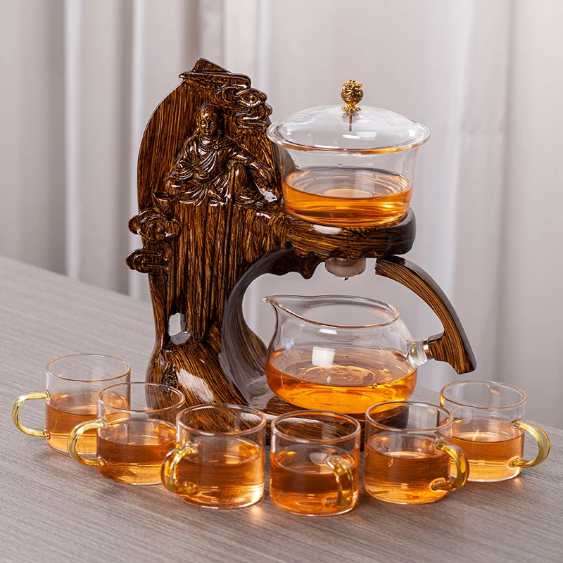 Creative Buddha Statue Glass Tea Set Automatic Teapot Tea Heat-resistant Kungfu Drinking Make