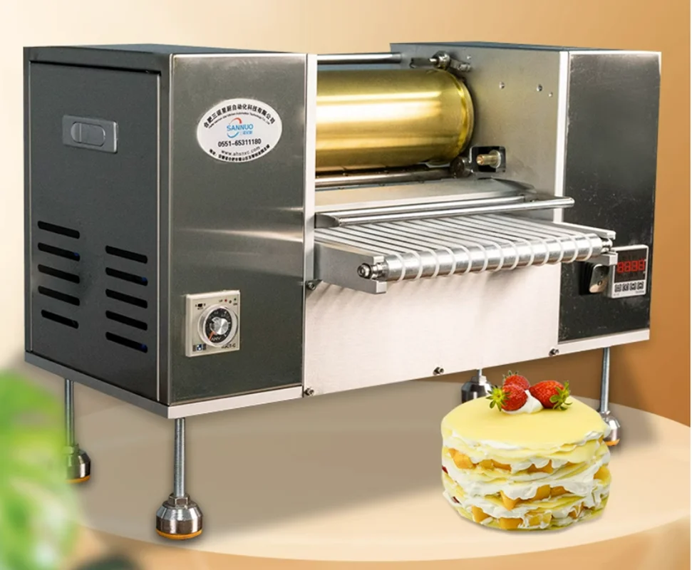 110v 220v Commercial Automatic Mini Mille Crepe Wrapper Cake Machine Durian Thousand Layer Spring Roll Pancake Making Maker