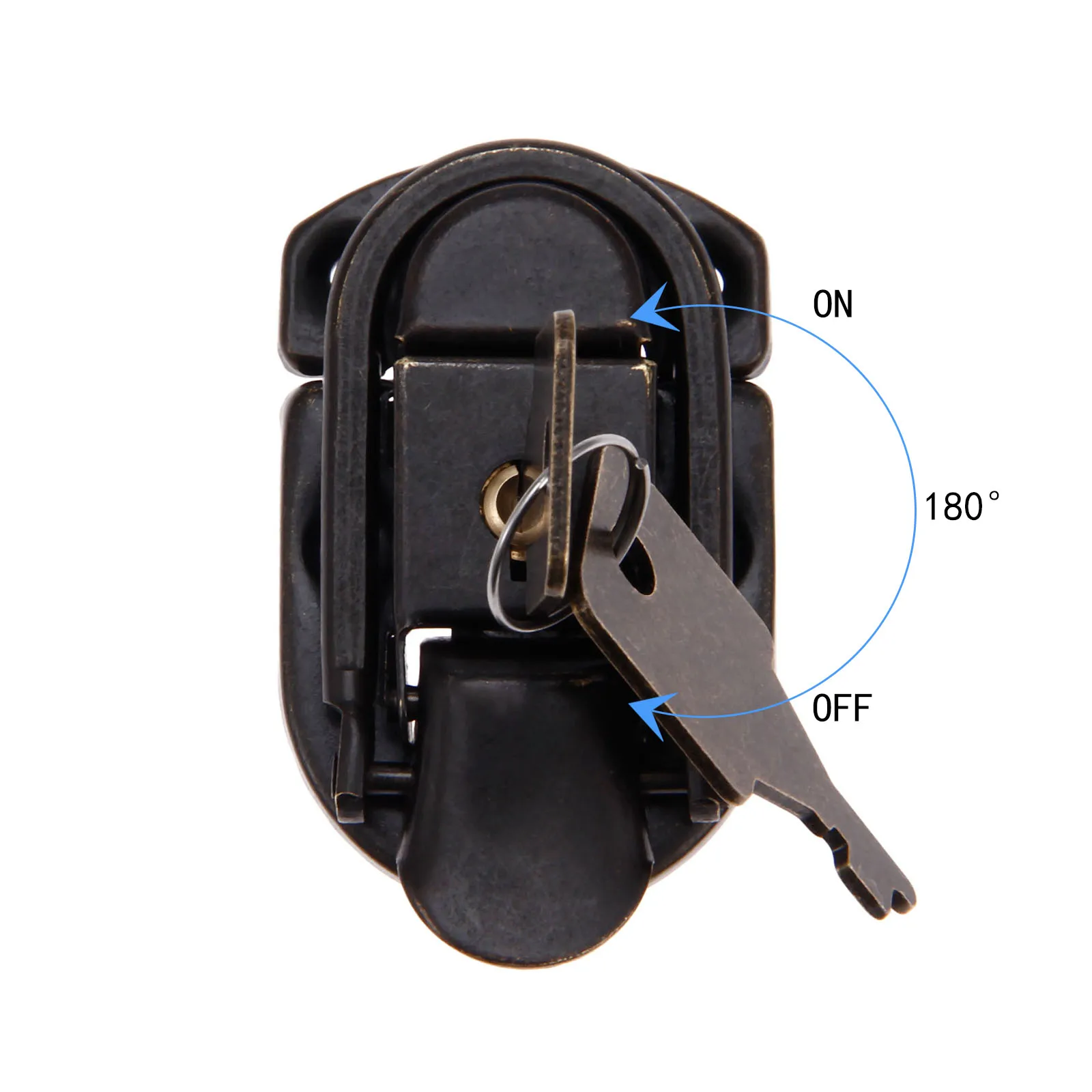 DRELD 1Pcs 58*34mm Iron Based Iron Purse Key Lock Antique Box Locks Vintage Wooden Box Toggle Latch Hasps Furniture Hardware