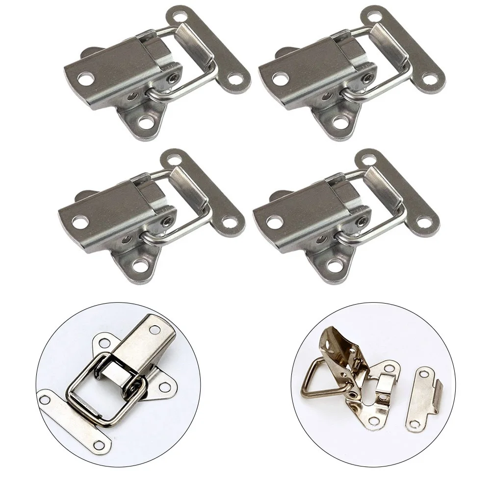4pcs Stainless Steel Clasp Case Clip Buckles Loop Suitcase Box Trunk Latch Lock Guitar 5.5x3.8cm Anti Corrosion Door Hardware