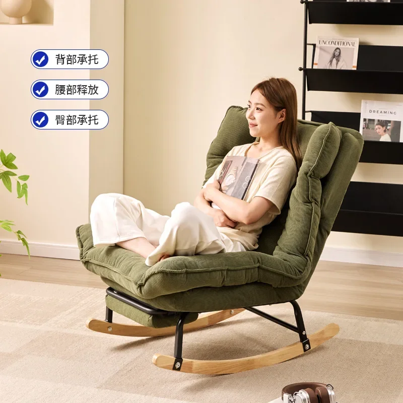Corduroy Rocking Chair - Living Room Single Seater Sofa Chair with ...