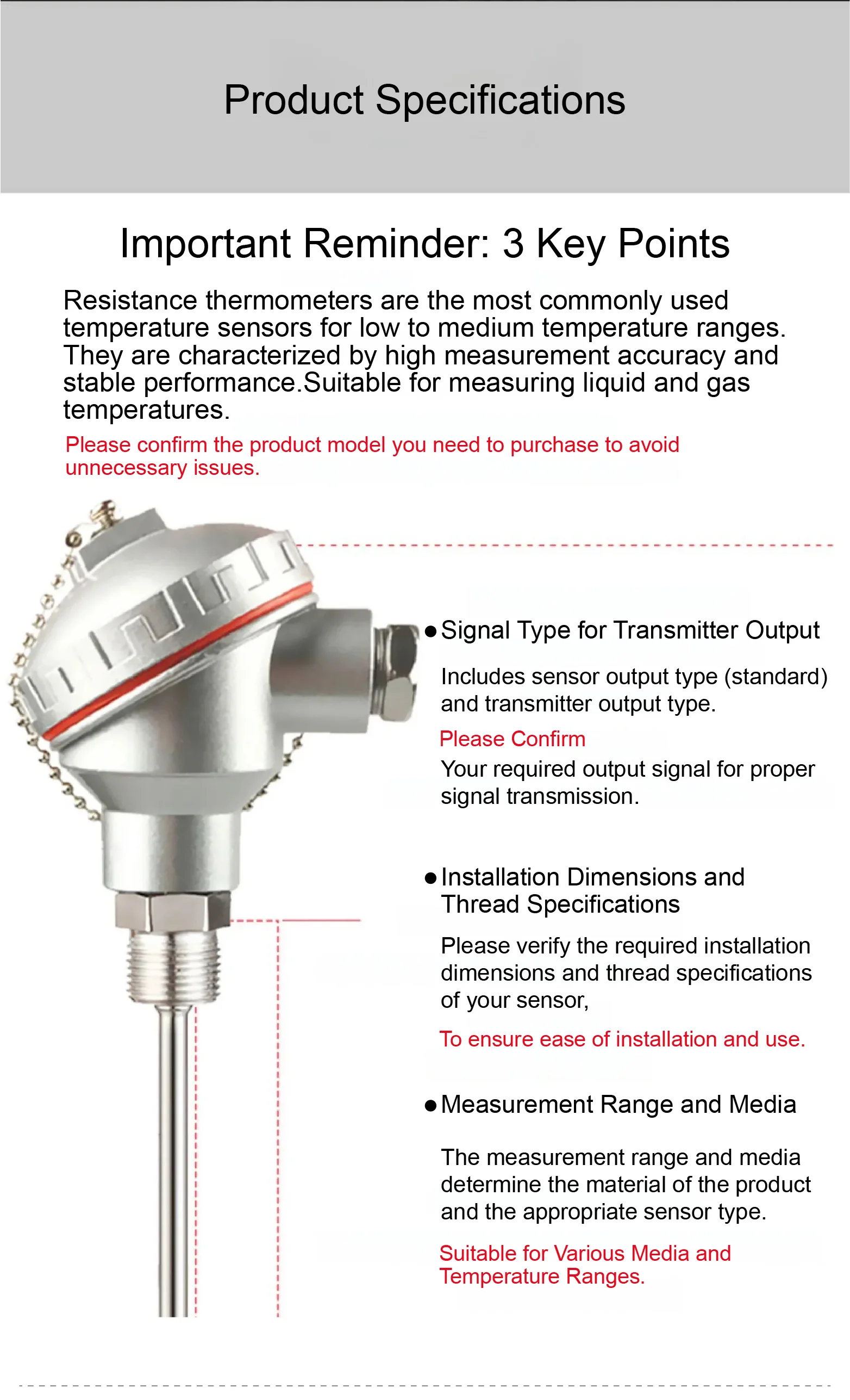 WZP-130 Waterproof RTD Pt100 Temperature Sensor 4-20mA Analog Output Integrated